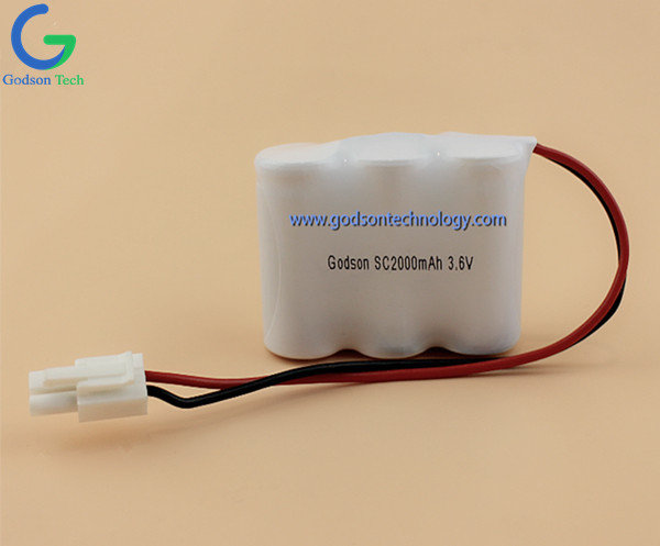 Ni-Cd Rechargeable Battery Pack SC2000mAh 3.6V for Emergency Lighting Battery with Long Life Cycle and High Effeciency