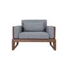 Chinese modern style Joyful ever furniture Hotel lobby sofa by Walnut wood with Movable fabric cushion supplier
