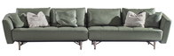 Long sofa divided into two sectionla chaise sofa with ottoman by Feather filled leather upholstery cushion lobby seating supplier