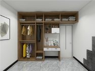 Custom Made Cloth Wardrobe With Hinge Door And Writing Desk For Single Bedroom Furniture supplier