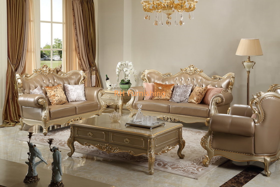 Light grey Genuine leather Sofa Luxury meeting room Furniture European style Joyful Ever supplier