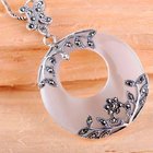 Thai Silver Moon Stone Pendant Necklace Marcasite Vintage Jewelry(N11061WHITE)