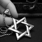 Men's 925 Silver Plated Titanium Stainless Steel Necklace with Jewish Stars(SP460)