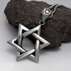 Men's 925 Silver Plated Titanium Stainless Steel Necklace with Jewish Stars(SP460)