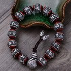 Women and Men Sterling Silver Wrap Sandalwood Bead Strand Bracelet Couples Jewelry(B20180102)