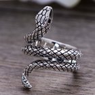 Snake Style Simulated Garnet Eyes Scale Serpent Ring 925 Sterling Silver Band Ring(057738)