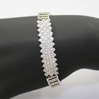 925 Silver Silver Link Bracelet   Clear Cubic Zircon Tennis Bracelet (YAQS005)