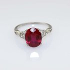 White Gold Plated 925 Silver Jewelry 8mmx10mm Oval Red Cubic Zircon Ring(R77)