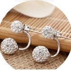 Women Jewelry Double Ball  Rhinestone Crystal Stud Earrings(EEBALL02)