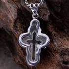 Sterling 925 Silver Created Clear Crystal Cross Pendant Necklace Silver Rope Chain (N808065)