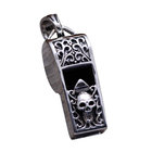 Women Men Necklace Sterling Silver Skeleton Whistle Charm Pendant Wheat Chain (N808061)