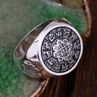 Men Sterling Silver Engraved Chinese Zodiac Retro 925 Silver Ring (059886S)