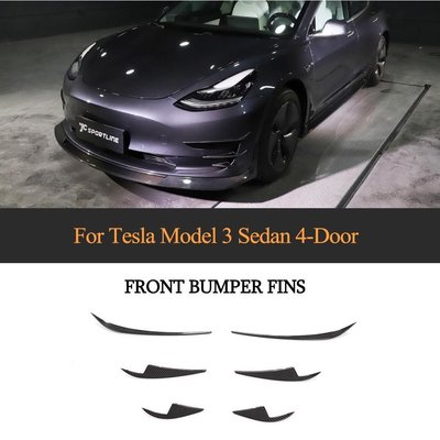 Auto Carbon Fiber Car Front Splitter for Tesla Model 3 Sedan 4-Door 2016-2019