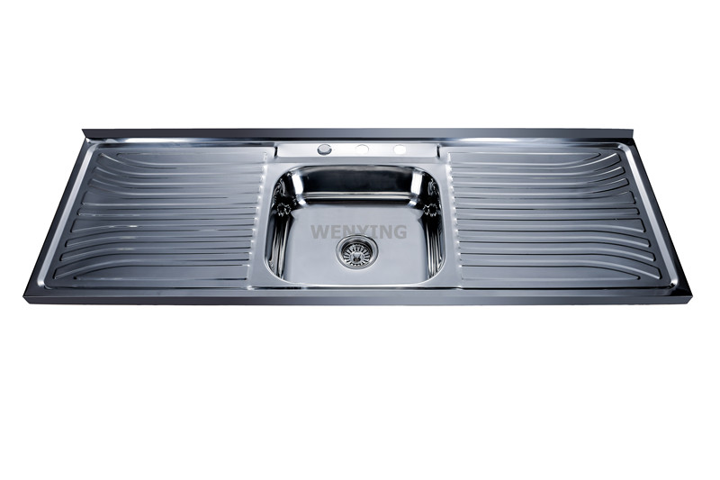Southeast Asia Hot Sale single bowl stainless steel sink with double drainboard