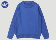 Upper Welt Slit Mens Wool Cable Knit Jumper , Winter Mens Blue Cable Knit Sweater