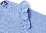 Kid Ruffle Shoulder Girls Cardigan Sweaters Pointelle in Neck / Placket Trim
