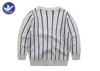 Vertical Stripes Grey Navy Boys Knitted Cardigan Sweaters / Double Layer Kids Knitwear