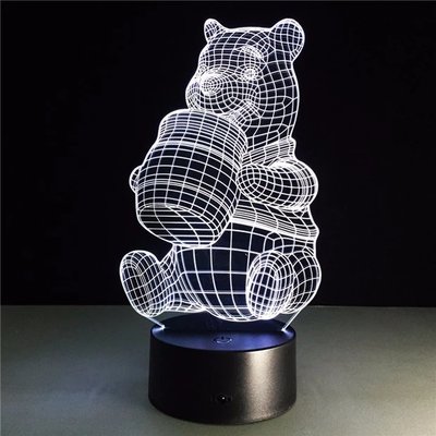 Chinese Supplier Cute Winnie the Pooh Bear 3D Lights Colorful 3D Lights Acrylic LED Night Light Touch Switches