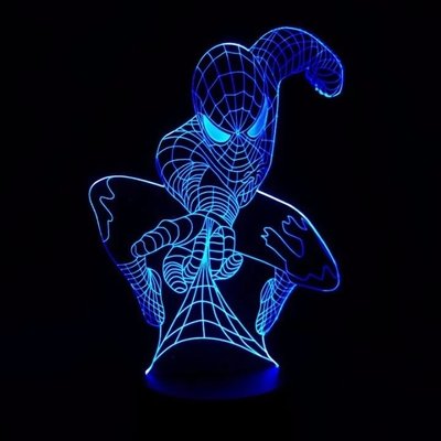 7 Colors Superhero Spiderman 3D Table Lamp Optical Illusion Bulbing able Desk night light for childredns room