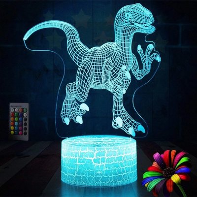 Red Color Kids Christmas Gift Birthday Toy Dinosaur Night Lights 3D Illusion Lamp Animal Light Led Lamp