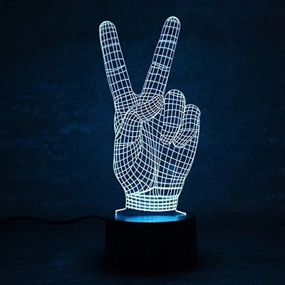 Bedroom decor 3D Illusion Victory Gesture Touch Control 7 Colors Change Night Light with USB Charger For Kids Christmas