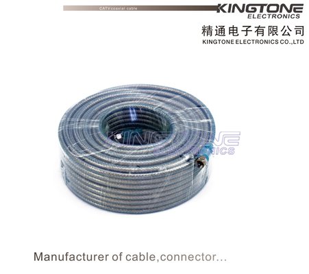 China CATV Outdoor RG6 Coaxial Cable with Compression Connector in 25M RoHS Standard supplier