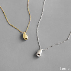 China Lanciashow 925 Sterling Silver Gold Plated Teardrop Pendant Chain Necklace supplier