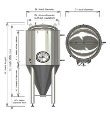 China 1000L 2000L cone fermenter with cooling jacket FVs, BBT supplier