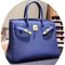 Royal Blue Malachite Green Platinum Bag Genuine Leather Bag Lychee Grain Leather Handbag 25cm