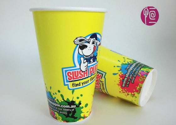 China 16oz Custom Printed Eco Friendly Cold Paper Cups  Yellow Color supplier