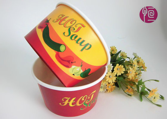 China Noodle 15oz Disposable Soup Bowls With Plastic Lid / Double PE Paper supplier