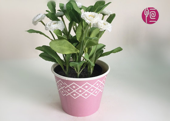China Customized Wooden Design Single Wall Plant Paper Bucket Double PE Coated supplier