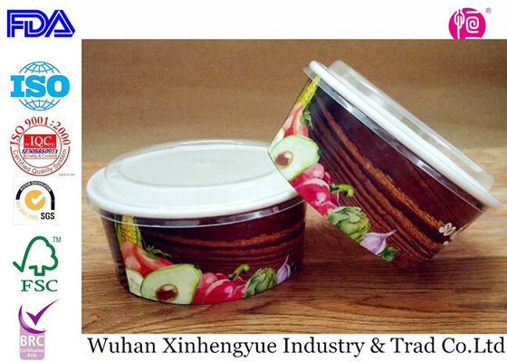 China Biodegradable Disposable Paper Food Containers With Clear Lids , No Smell supplier