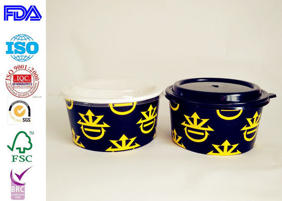 China Hot Cake Insulated Paper Food Containers With Lids , Black Disposable Soup Bowls supplier