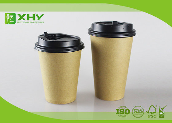 China Disposable Virgin Kraft Brown Food Grade Single Wall Cups 12oz/16oz with Coffee Lids supplier