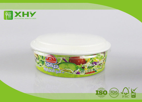 China 26oz Custom logo Printed Wide Top Shallow Height Paper Salad Bowls With Flat Lid supplier