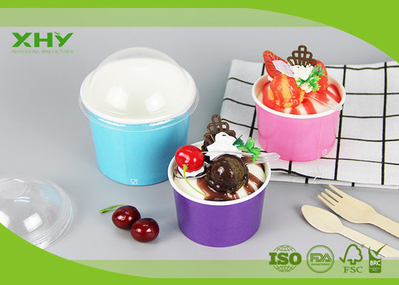 China 5oz 170ml Food Grade Solid Color Printing Disposable Ice Cream Cups with Dome Lids supplier