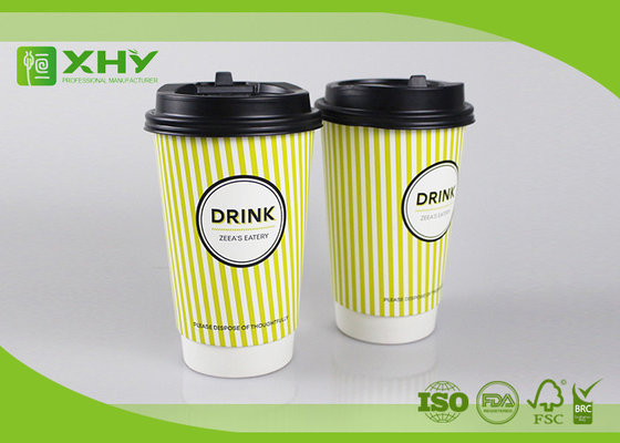 China Custom Logo 16oz Double Wall Coffee to Go Paper Cup FDA Certificated with Lids supplier