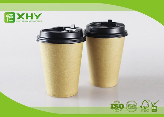 China 12oz 400ml FDA Certificated Eco-friendly Plain Kraft Brown Single Wall Paper Cups with Lids supplier