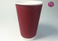 12oz Coffee Cup Triple Layer Cross Stripe Red Offset Paper Ripple Wall supplier