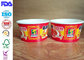 Red Paper Rice Bowl With Plastic Lid , Disposable Paper Bowls For Hot Soup supplier