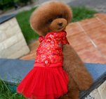Red Cute bling Lace medium Pet Dog Cat puppy Clothes dress for party
