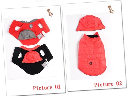 Personalized Dog Clothes Red Color For Cool Weather And Winter Dog Coats