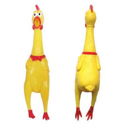 Screaming Yellow Rubber Chicken Pet Dog Toys Squeak Squeaker Chew Toy Gift