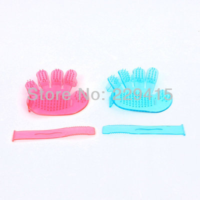 Plastic Pet dog bath brush grooming tool pink / light blue color