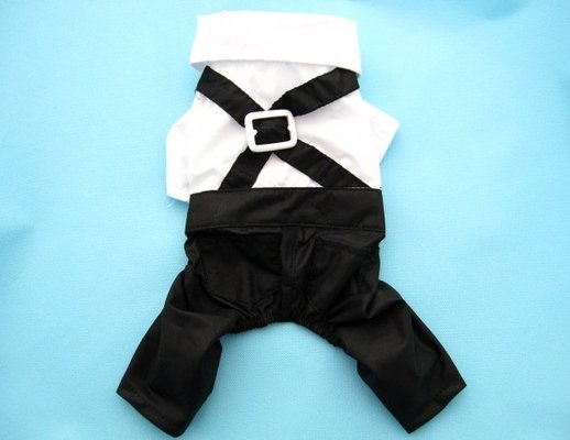 Customized White Black Boy Pet terrier Dog Formal Wear For Wedding Party