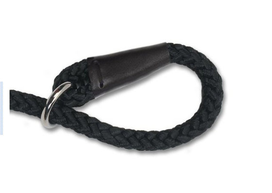 6 Ft Nylon Braided Dog Leash Rope Black With Spliced In Control Handle