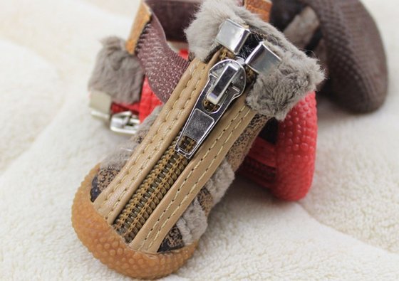 PU leather small Winter Pet Dog Shoes , Cool Outdoor running shoes