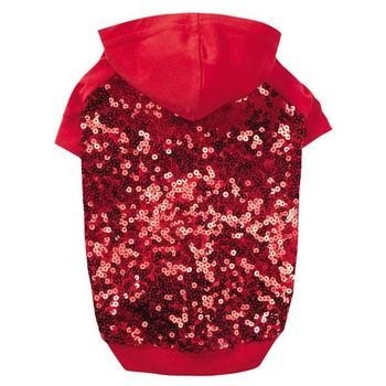 Sequin Dog Pullover Sweatshirt Red / Custom Dog Hoodies apparel for small dogs