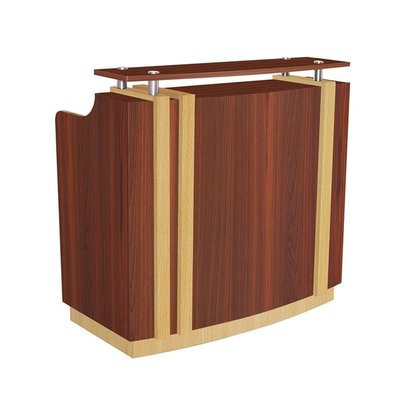 Traditional Style Salon Front Desk Furniture / Wood Hairdressing Reception Desk supplier